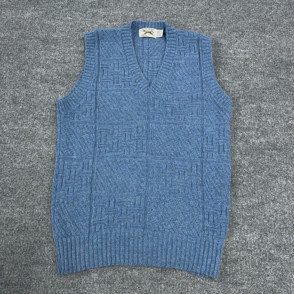 JCPenney The Fox Sweater Vest Men LT Waffle Textured Wool Made in USA Vintage 80 - Picture 2 of 9